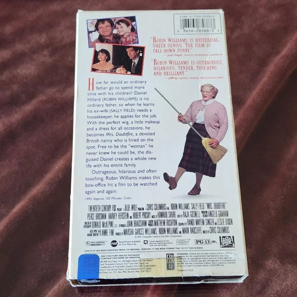 Mrs. Doubtfire - 1993 - VHS tape